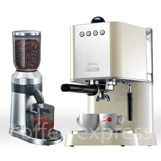 Picture of מכונת אספרסו Gaggia Baby ומטחנת קפה GREAF מתנה
